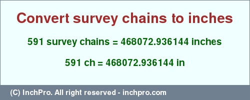 Result converting 591 survey chains to inches = 468072.936144 inches