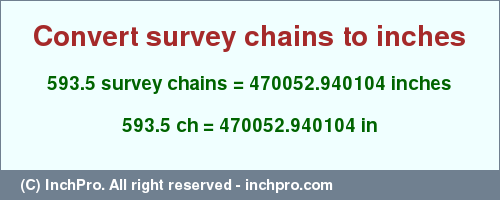 Result converting 593.5 survey chains to inches = 470052.940104 inches