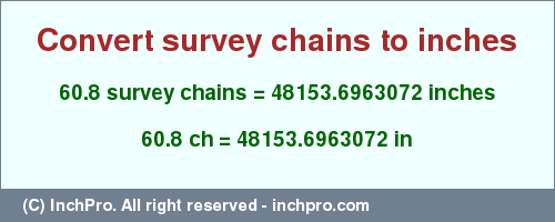 Result converting 60.8 survey chains to inches = 48153.6963072 inches