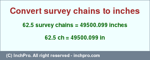 Result converting 62.5 survey chains to inches = 49500.099 inches