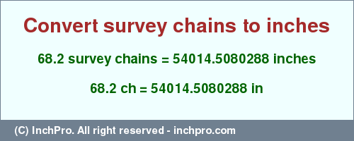 Result converting 68.2 survey chains to inches = 54014.5080288 inches