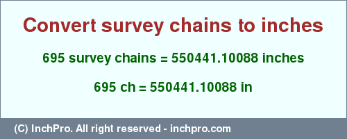 Result converting 695 survey chains to inches = 550441.10088 inches