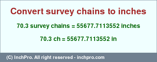 Result converting 70.3 survey chains to inches = 55677.7113552 inches