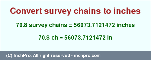 Result converting 70.8 survey chains to inches = 56073.7121472 inches