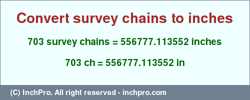 Result converting 703 survey chains to inches = 556777.113552 inches