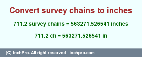 Result converting 711.2 survey chains to inches = 563271.526541 inches