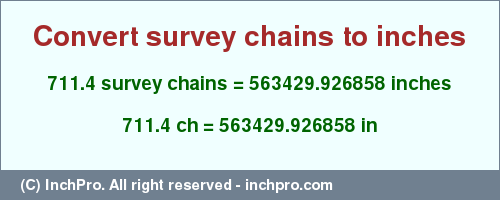 Result converting 711.4 survey chains to inches = 563429.926858 inches