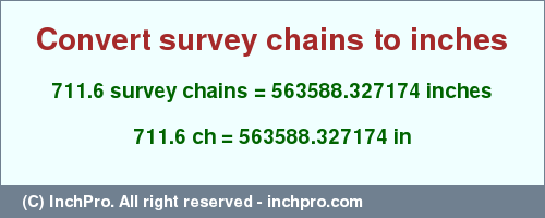 Result converting 711.6 survey chains to inches = 563588.327174 inches