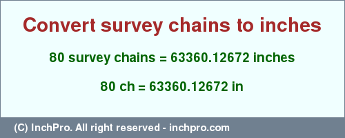 Result converting 80 survey chains to inches = 63360.12672 inches