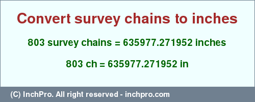 Result converting 803 survey chains to inches = 635977.271952 inches