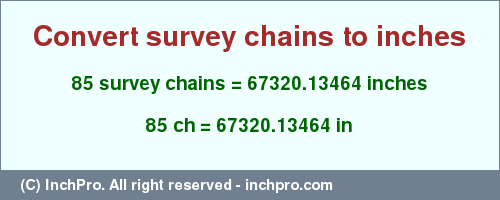 Result converting 85 survey chains to inches = 67320.13464 inches