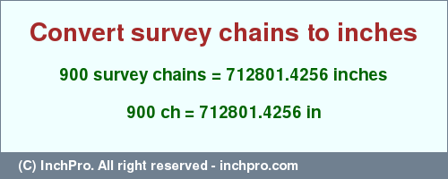 Result converting 900 survey chains to inches = 712801.4256 inches