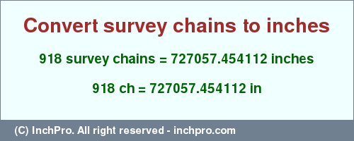 Result converting 918 survey chains to inches = 727057.454112 inches