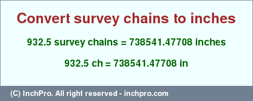 Result converting 932.5 survey chains to inches = 738541.47708 inches