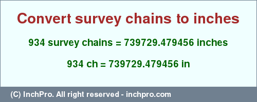 Result converting 934 survey chains to inches = 739729.479456 inches