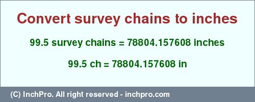 Result converting 99.5 survey chains to inches = 78804.157608 inches