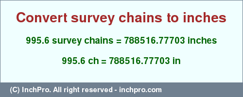 Result converting 995.6 survey chains to inches = 788516.77703 inches