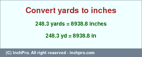 Result converting 248.3 yards to inches = 8938.8 inches