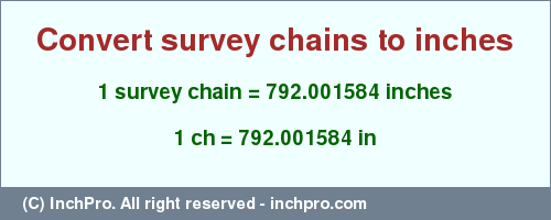 Result converting 1 survey chain to inches = 792.001584 inches