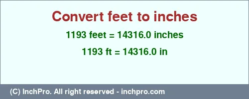 Result converting 1193 feet to inches = 14316.0 inches