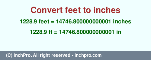 Result converting 1228.9 feet to inches = 14746.800000000001 inches