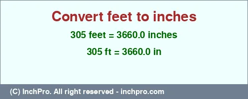Result converting 305 feet to inches = 3660.0 inches