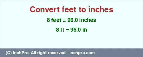 Result converting 8 feet to inches = 96.0 inches