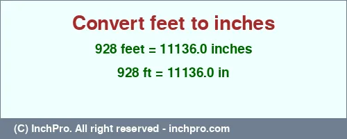 Result converting 928 feet to inches = 11136.0 inches