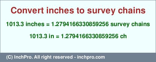 Result converting 1013.3 inches to ch = 1.2794166330859256 survey chains
