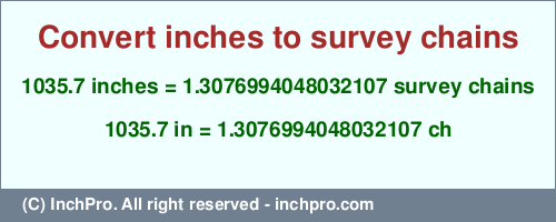 Result converting 1035.7 inches to ch = 1.3076994048032107 survey chains