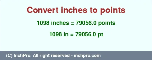 Result converting 1098 inches to pt = 79056.0 points