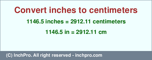 Result converting 1146.5 inches to cm = 2912.11 centimeters