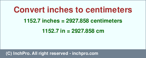 Result converting 1152.7 inches to cm = 2927.858 centimeters