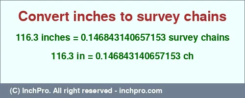 Result converting 116.3 inches to ch = 0.146843140657153 survey chains