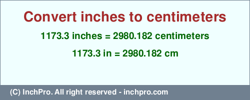 Result converting 1173.3 inches to cm = 2980.182 centimeters