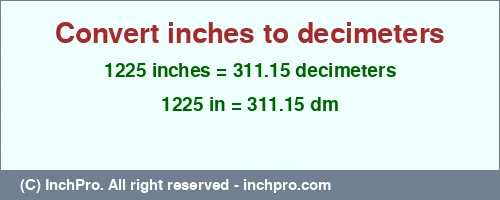Result converting 1225 inches to dm = 311.15 decimeters