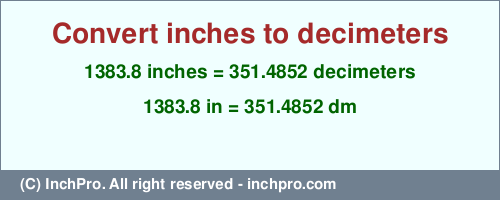 Result converting 1383.8 inches to dm = 351.4852 decimeters