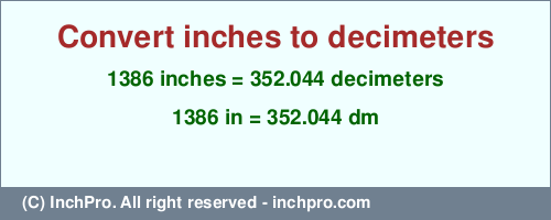 Result converting 1386 inches to dm = 352.044 decimeters