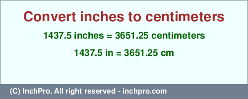 Result converting 1437.5 inches to cm = 3651.25 centimeters