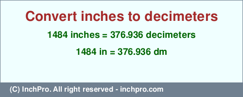 Result converting 1484 inches to dm = 376.936 decimeters
