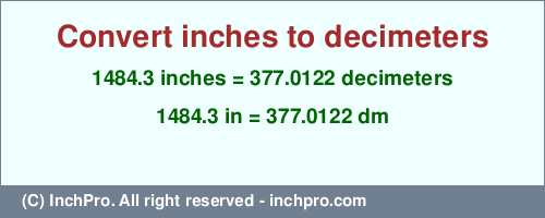 Result converting 1484.3 inches to dm = 377.0122 decimeters