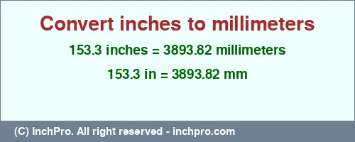 Result converting 153.3 inches to mm = 3893.82 millimeters