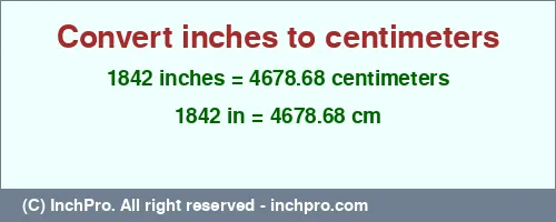Result converting 1842 inches to cm = 4678.68 centimeters