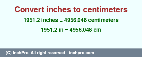 Result converting 1951.2 inches to cm = 4956.048 centimeters