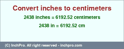 Result converting 2438 inches to cm = 6192.52 centimeters