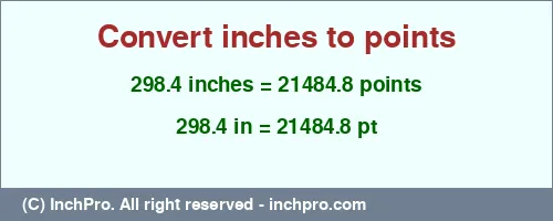 Result converting 298.4 inches to pt = 21484.8 points