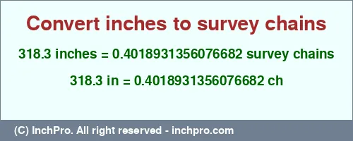 Result converting 318.3 inches to ch = 0.4018931356076682 survey chains