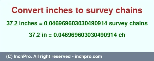 Result converting 37.2 inches to ch = 0.046969603030490914 survey chains