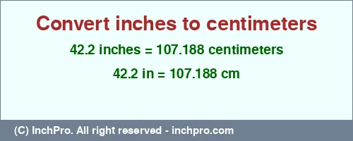 Result converting 42.2 inches to cm = 107.188 centimeters