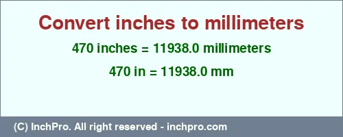 Result converting 470 inches to mm = 11938.0 millimeters